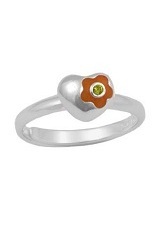 attractive teensy-weensy silver heart birthstone baby ring